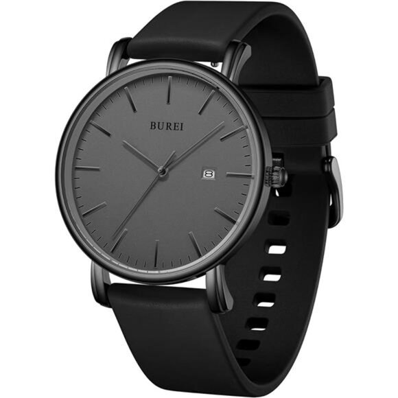 Men Watches Fashion Minimalist Analog Calendar Quartz Waterproof Watches Black